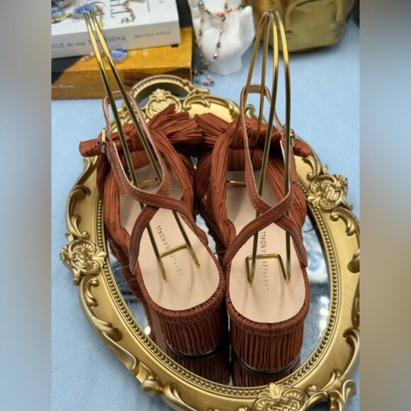 🆕 LOEFFLER RANDALL 🧿 NWOT Dahlia Terracotta Pleated Bow Mid Heel, Sz 7 - Picture 11 of 15